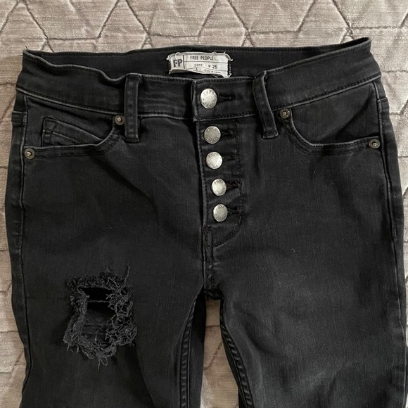 Distressed Button Fly Jeans - Picture 4 of 5